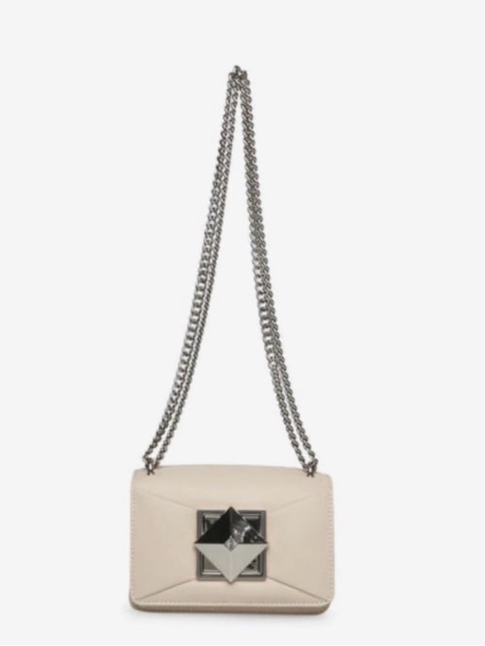 Steve Madden Brune Bone Crossbody Bag with Silver Chain